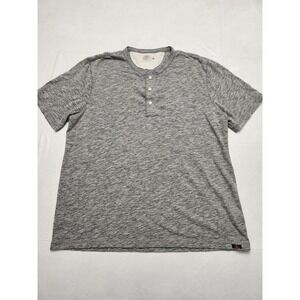 Faherty Brand Shirt Mens XL Gray Heather Short Sleeve Henley Knit Tee Casual